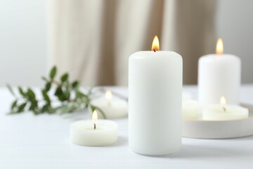 Beautiful composition with candles on the table
