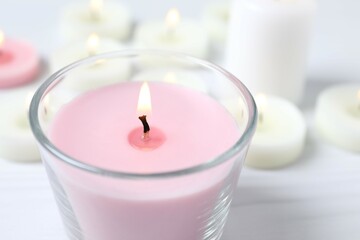 Beautiful composition with candles on the table