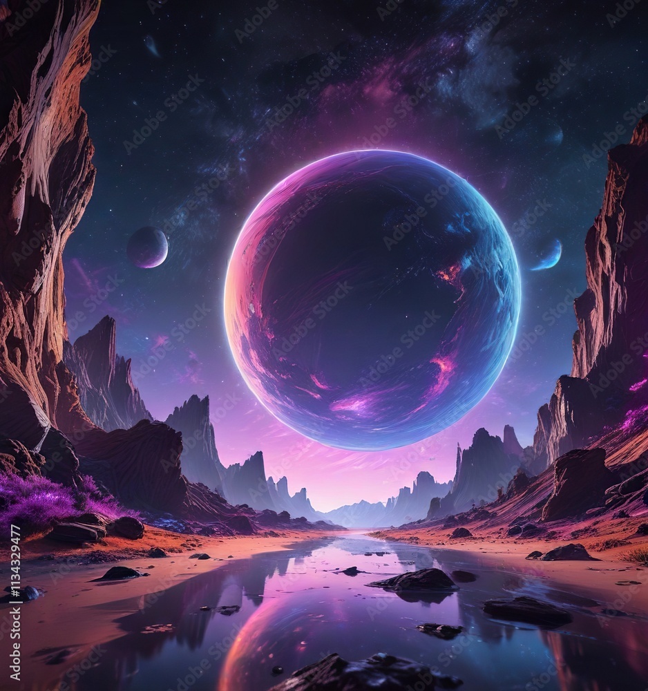 Canvas Prints mysterious space with chromatic aberration and gradient, mysterious, red gradient