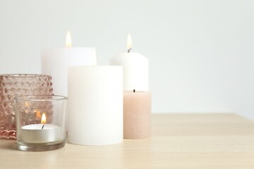 Beautiful composition with candles on the table