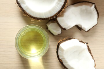 Bowl of coconut oil on table
