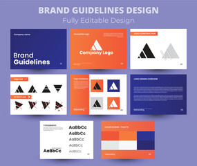 Modern Brand guidelines, landscape type guide, manual template design