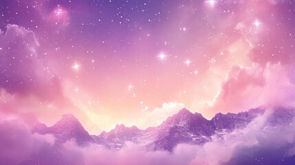 Watercolor wallpaper starry fabulous bright purple and pink sky
