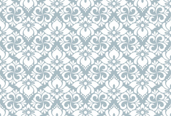 Abstract floral seamless pattern. Blue and white ornament. Modern stylish texture repeating. Vector background.