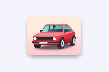 Stylish red car illustration featuring a simplistic design with a vintage touch.