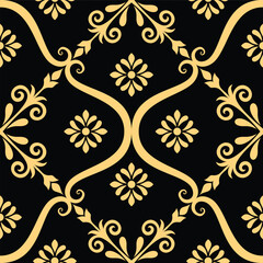 Abstract geometric floral seamless pattern. Gold and white ornament. Modern stylish texture repeating. Vector background.