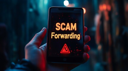 Hand holding a mobile phone with SCAMread briefly