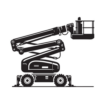 a cherry picker machine silhouette vector illustration