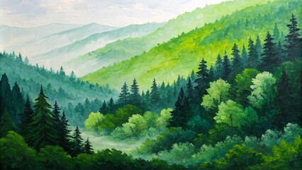 Lush Green Abstract Painting with Textured Layers and Contrast V2