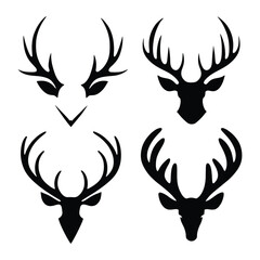 Vector antler, deer horns icon set on white background 