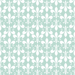 Abstract geometric floral seamless pattern. Green and white ornament. Modern stylish texture repeating. Vector background.