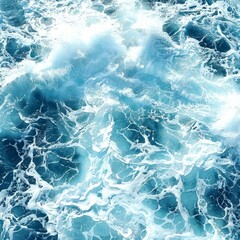 Obraz premium Ocean waves crashing and foaming on the surface of the deep blue sea creating a beautiful natural pattern