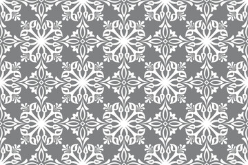 Abstract floral seamless pattern. Gray and white ornament. Modern stylish texture repeating. Vector background.