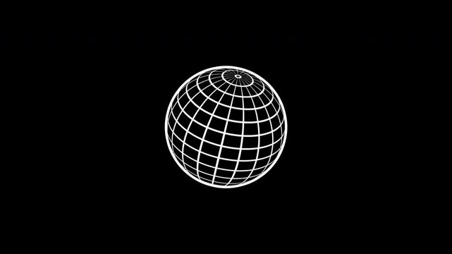 Abstract white color Grid sphere isolated on black background.