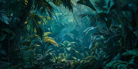 Naklejka premium Plants That Glow in the Dark, A Jungle Full of Light-Emitting Plants 
