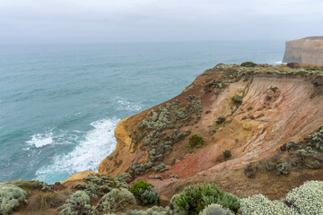 The Bakers Oven so called for the shape of the natural arch in the cliff face. A sea stack on the coast of the Great ocean Road, Australia.