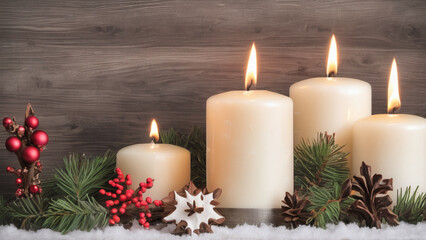 christmas candle and decorations