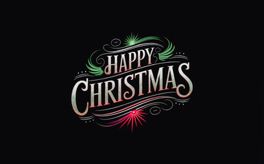 Obraz premium Happy Christmas WOrds On Black Background