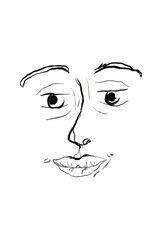 Face expression modern ink drawing original handmade ink art printable download 