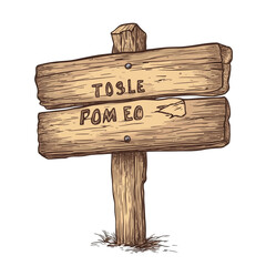 Rustic Wooden Signpost: Tosle and Pom Eco Directions