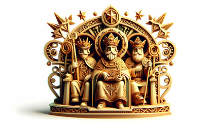 Fototapeta premium 3D Reyes Magos Cultural Symbol Vector concept as Vector illustration of cultural symbols associated with Reyes Magos isolated on white perfect for infographics representing the cultural significance a