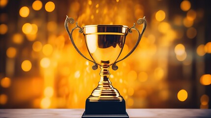 Golden Trophy on a Table