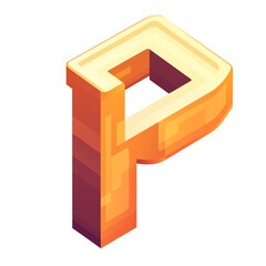 Isometric Letter P:  A Vibrant, Three-Dimensional Alphabet Design