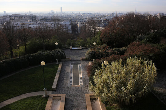 South west overview of Paris de Bellevile and Paris from rue Piat -&nbsp;20th arrondissement - Paris - France
