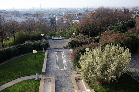 South west overview of Paris de Bellevile and Paris from rue Piat -&nbsp;20th arrondissement - Paris - France