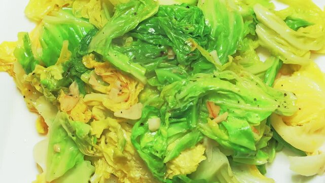 Sauteed spring cabbage and garlic