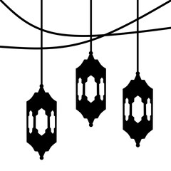 Ramadan lanterns symbols. Islamic celebration line icons. Ramadan ornament 
