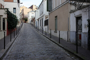 Rue Laurence Savart viewed from rue Boyer - Belleville - 20th arrondissement - Paris - France