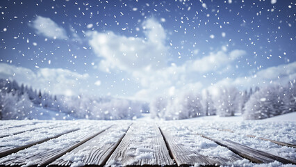 Fototapeta premium wooden floor with snow on it