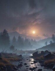 Fototapeta premium Brushed texture background with misty fog and eerie atmosphere, eerie atmosphere, mysterious scene