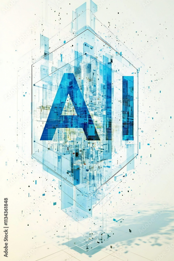 Aufkleber visual representation of artificial intelligence showcasing futuristic technology and digital elemen