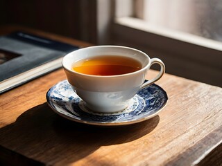 Obraz premium a cup of warm tea in the morning