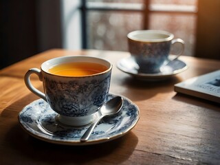 Fototapeta premium a cup of warm tea in the morning