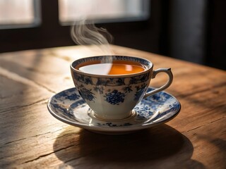 Fototapeta premium a cup of warm tea in the morning