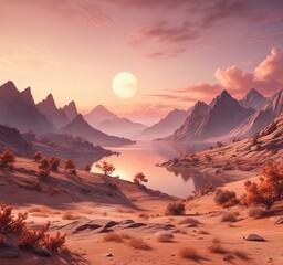 Naklejka premium Calming peach landscape background with gentle shading, natural, gentle