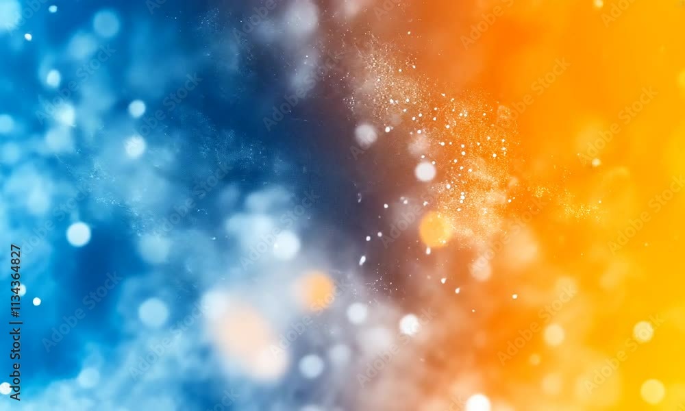 Aufkleber abstract blue and orange bokeh background with sparkling particles