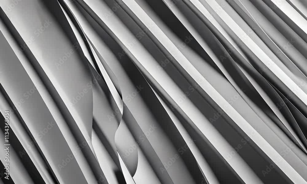 Poster abstract grayscale image of flowing, diagonal, and slightly curved lines.