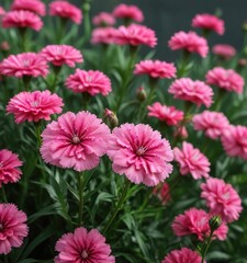 Obraz premium Carthusian Pink Dianthus flower with green leaf and stem background , dianthus carthusianorum, carthusian pink