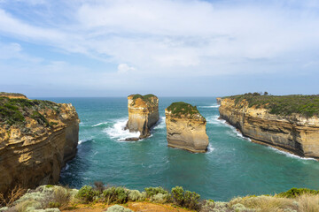Tom and Eva lookout point at Loch Ard Gorge, so named for the only two survivors of a shipwreck here in 1878. Great Ocean Road, Australia.