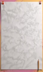 A single sheet of blank paper with a pencil mark in the center , pencil mark, scribbles, writing material
