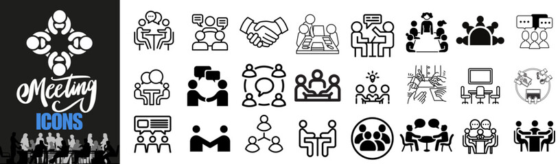 MEETING ICONS editable stroke icons, Meeting icons also includes round table discussion, member, stakeholder meeting, decision making, corporate oversight