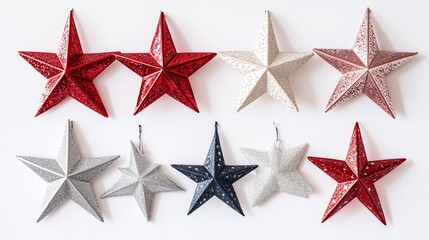 Obraz premium Colorful decorative stars in various sizes display festive spirit for holiday season decor