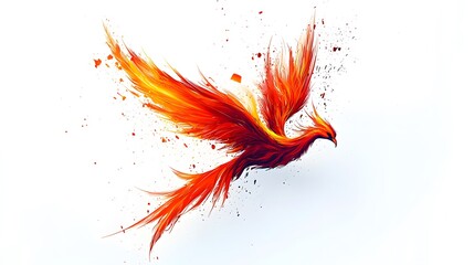 Vibrant Phoenix Logo Design – Majestic Firebird on White Background