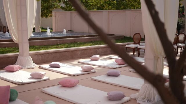 A Slow Motion Shot of an Indian Wedding Venue Decoration in India
