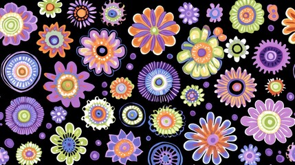 Vibrant Colorful Abstract Floral Design Pattern