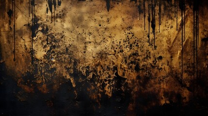 Brown and black abstract with dripping paint and heavy texture.